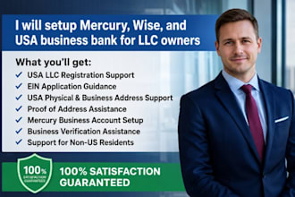 setup mercury, wise, and USA business bank for llc owners, non residents
