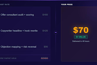 audit your offer and tell you why it is not converting  with a fix plan