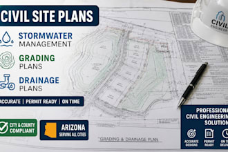 design civil site plans, stormwater, grading and drainage plans in arizona