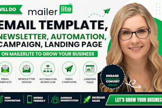 do email template, newsletter, automation, campaign, landing page on mailerlite