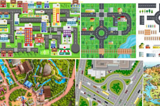 do 2d map illustration for games, city map design, fantasy maps and vector maps