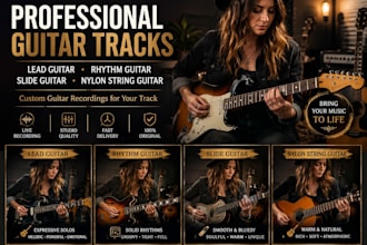 record lead guitar, rhythm guitar, slide guitar and nylon string guitar for you