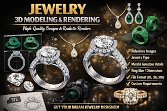 do professional jewelry 3d modeling and realistic rendering