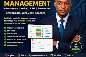 setup monday com monday CRM notion zapier automation project management ghl va