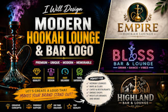 design modern hookah lounge and bar logo