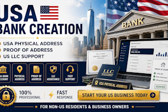 do USA bank creation and USA physical address proof of address USA bank US llc