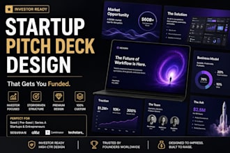 design investor ready startup pitch deck presentation for fundraising