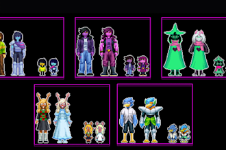 create custom undertale and deltarune style sprites for fan games, rpg, and ocs