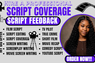 provide industry standard notes script coverage  for screenplay,  film script