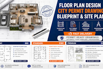 draw floor plan, city permit drawing, blueprint and architectural design