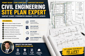 design sanitary sewer, stormwater drainage civil site plans and utility layouts