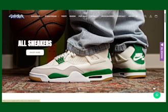 design modern shopify sneakers streetwear clothing store sneaker selling website