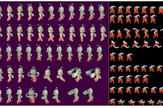 do pixel art characters, pixel art animation, pixel sprite sheets,