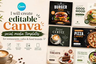 create editable canva social media templates for restaurants cafes and food