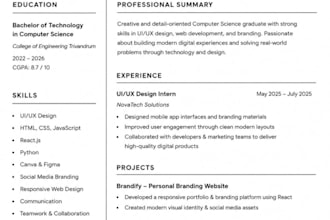 design a modern ats friendly resume and CV