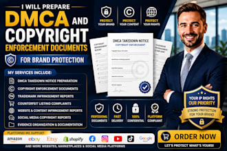 prepare dmca and copyright enforcement documents for brand protection