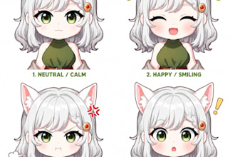 design cute anime  pngtuber and chibi vtuber avatars for twitch and youtube