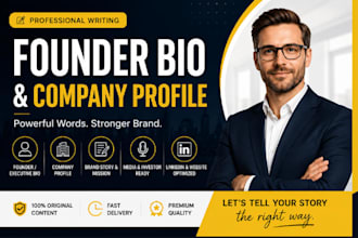 write a professional founder bio and company profile