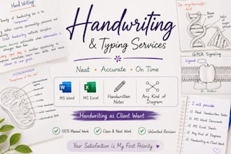 do handwritten notes, assignments, diagrams, word and excel work