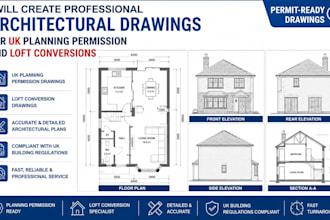 architectural drawings for UK planning permission and loft conversions