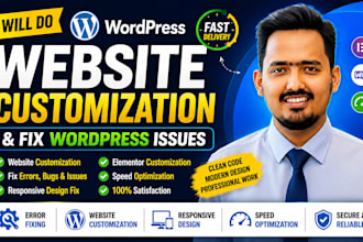 customize wordpress website and fix wordpress issues