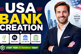 create USA bank account with mercury, wise, stripe for llc