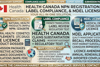 do health canada npn registration, label compliance and mdel licensing