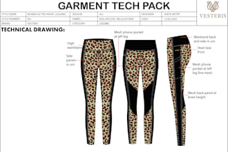 do fashion technical drawings and detailed garment tech packs tech pack