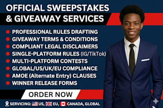 draft your sweepstakes rules giveaway terms and website privacy policy