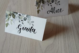 custom hand lettered calligraphy name tags