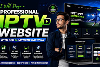 design a professional iptv website with SEO and payment gateway