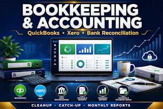do quickbooks bookkeeping, cleanup, catch up and wave, xero accounting services