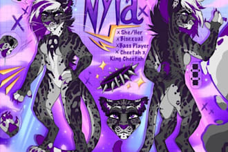 create a custom ref sheet furry head short fursona character furry comic nsfw