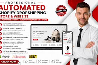 build automated shopify dropshipping store shopify website via aliexpress bigbuy