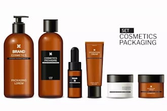 create skin care label, cosmetic logo and packaging for your brand