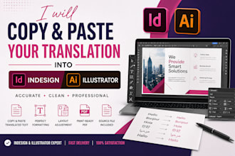 copy and paste your translation into indesign or illustrator