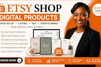 etsy digital products etsy shop setup etsy listing etsy seo etsy shop planner