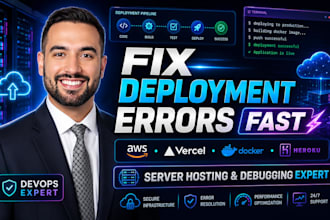 fix deployment errors, debug AWS, vercel, docker, heroku, server hosting issues