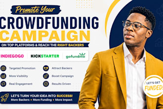 crowdfunding promotion for fundraising on gofundme, kickatarter, indiegogo