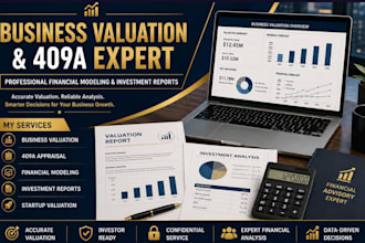 do business valuation, 409a appraisal, financial modeling, and investment report