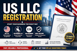 do US llc registration, wyoming llc formation and ein tax id setup
