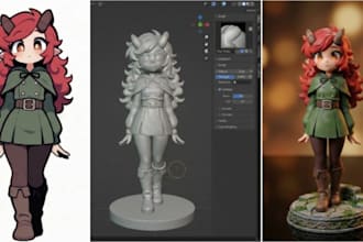 turn your anime 2d art into 3d stl model for printing or collectible figurine