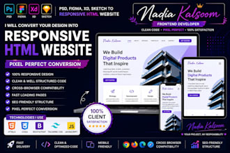convert PSD, figma, xd to responsive HTML CSS bootstrap