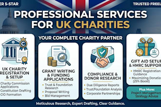 provide UK charity registration, compliance, and grant research, non profit