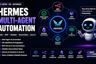 setup fix hermes multi agent n8n automation mcp obsidian second brain jarvis ai