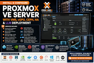 install and configure proxmox ve server with vms vgpu ceph ha and llm deployment