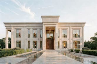 create luxurious and immersive villa exterior  rendering