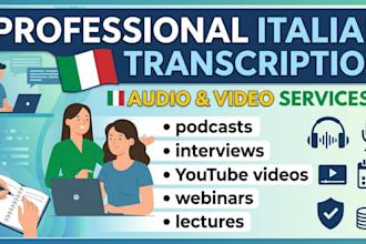 professional audio or video transcription in italian