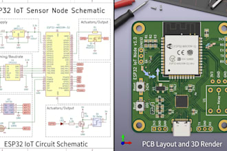 create esp32 pcb design iot circuit schematic and pcb layout for your project