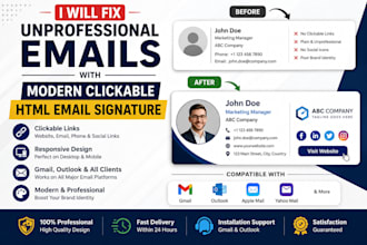 fix unprofessional emails with modern clickable HTML email signature